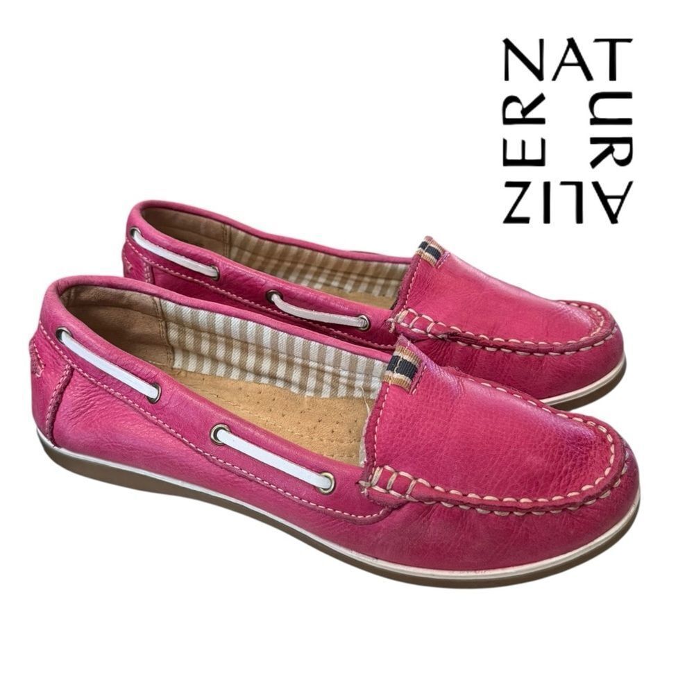 Naturalizer Hanover Women's Pink Leather Slip-on Boat Shoess 6
